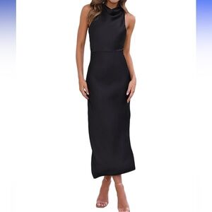 Black High Neck Sleeveless Dress